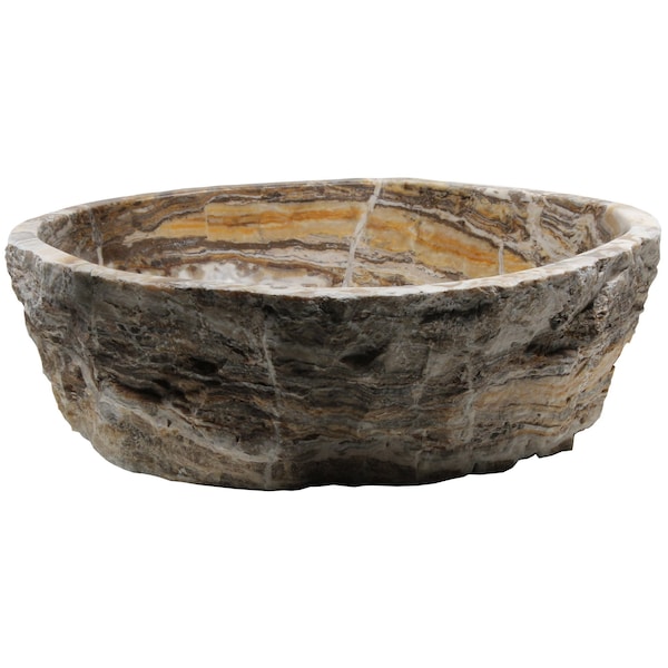 Novatto Travertine Onyx Natural Stone Vessel Sink, Matte Black Drain and Sealer NOSV-TOMB - main